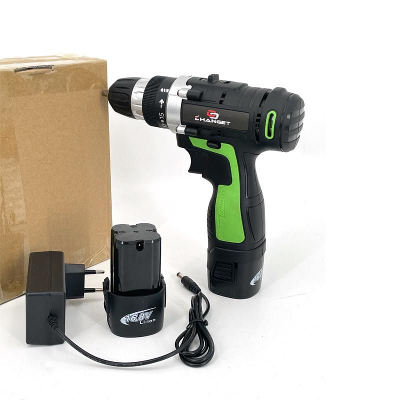 Cg-2004green Impact Double Speed 12V 16.8V 21V Li-on Lithium Battery Professional Manufacturer Hand Rechargeable Forward and Reverse Impact Cordless Drill