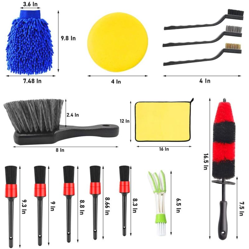 Cross-Border Supply Car Cleaning Brush Car Beauty Interior Cleaning Tool 15 Set Wheel Detail Brush