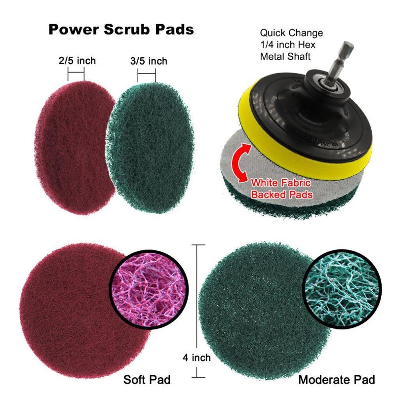 Electric Drill Brush 6-Piece Set Electric Nylon Hex Electric Drill Cleaning Green Brush