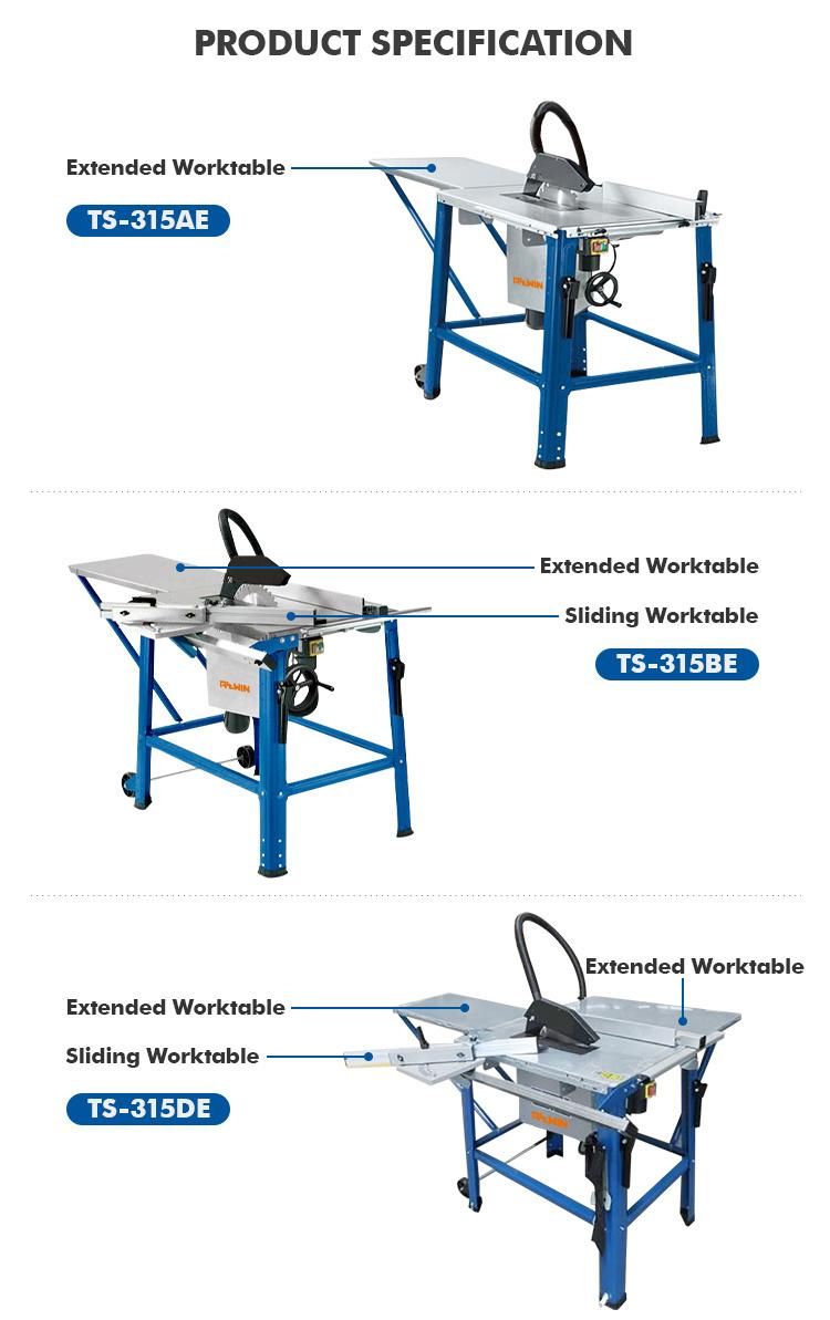 Good Quality 230V 2kw 315mm China Table Saw with Parallel Guide for Workshop