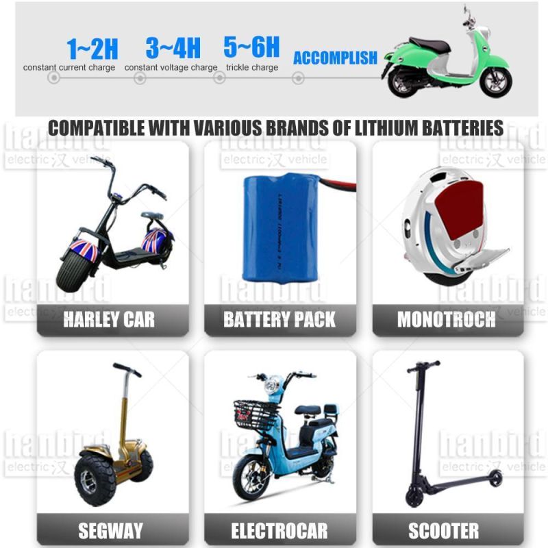 Smart Fast Moto Vehicle Charger 84V 5A Waterproof Bike Scooter Lithium Battery Charger with LED Indicators