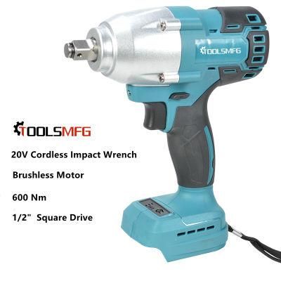 Toolsmfg 20V 600n. M Cordless Brushless Motor Electric Impact Wrench