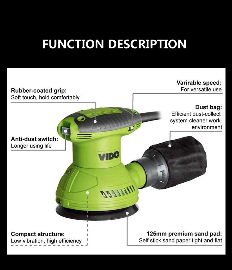 Vido Customized Power Saving Electronic Safety Wood Random Orbital Sander