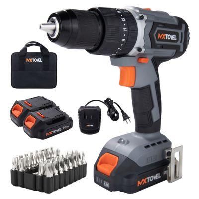 Chinese Quality 20V Lithium Battery Power Tools High Torque 60n. M Brushless Cordless Impact Drill with Competitive Price