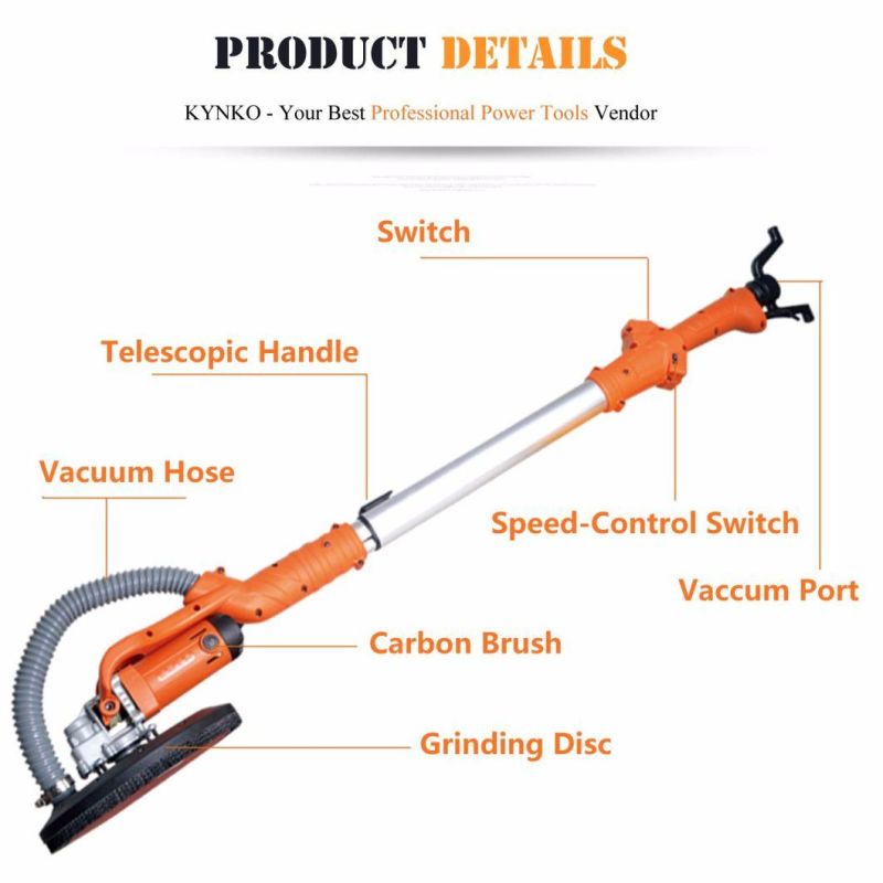 230mm/9" 710W 0-1400rpm Kynko Electric Drywall Sander with Telescopic Handle-Kd59
