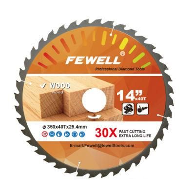 Hot Sale 350*3.2/2.2*40t*25.4 Wood 14inch Cutter Disc Blade for Wood Cutting