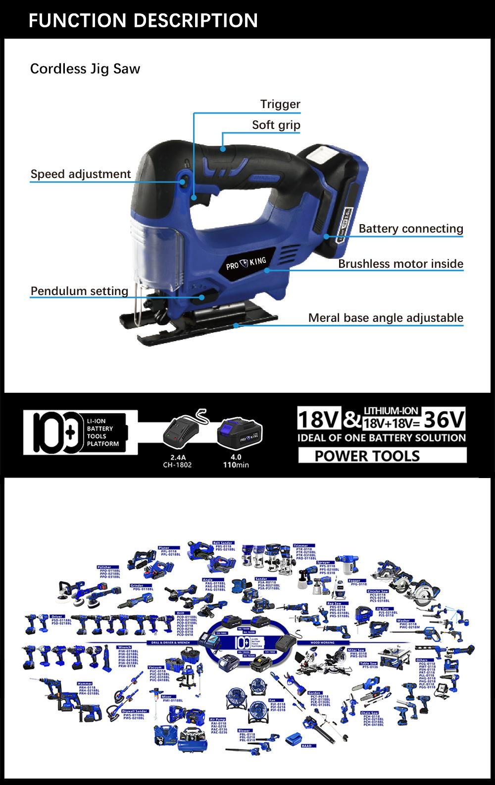 Cordless Jig Saw Battery Brushed Motor