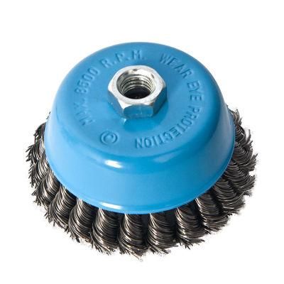 Fixtec 3&quot; 4&quot; 5&quot; Carbon Steel Wire Wheel Brush Cup Brush, Twisted Knotted Cup Brush for Grinders
