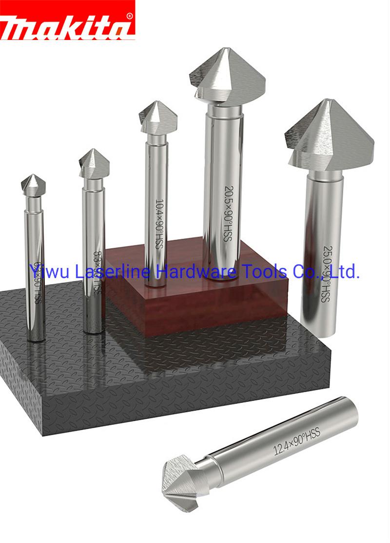 Original Makita Drill Bit for Metal Cu Ni Zn Hole Chamfering HSS Co5% Round Shank 3 Flutes Countersink Drill Bit