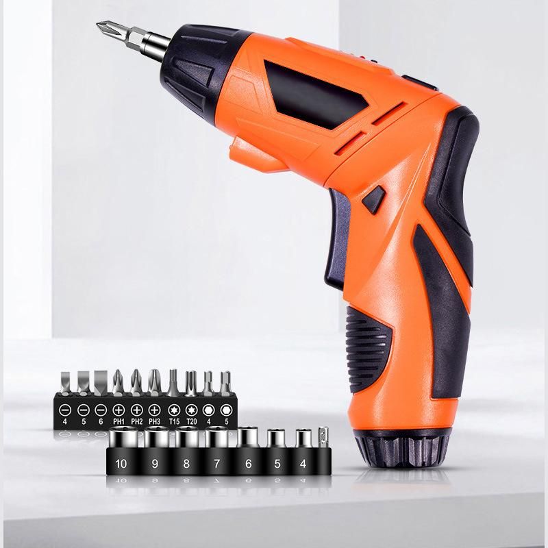 Rechargeable 4.8V Cordless Electric Screwdriver Set with Adjustable Handle and Front LED