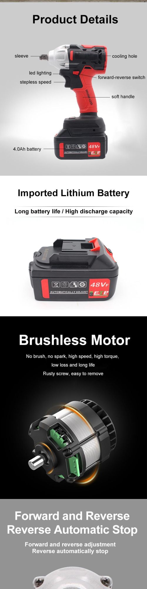 Gaide Big Discount Cordless Brushless Impact Wrench Set