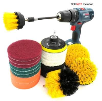18-Piece Nylon Head Yellow Kitchen Floor Tile Gap Cleaning Car Beauty Electric Drill Brush dB0703