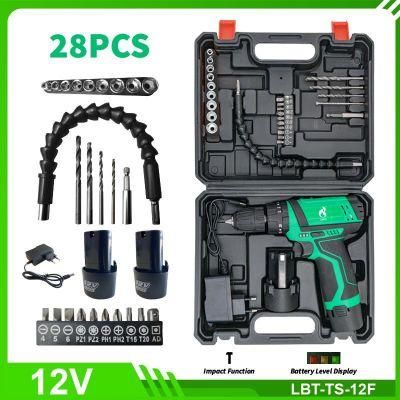 12V Cordless Rich Accessories Screwdriver Impact Drill