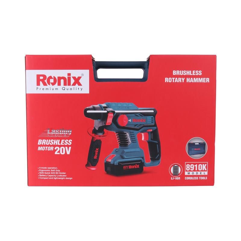 Ronix 20V Model 8910 New Design Portable Brushless Cordless Rotary Hammer Impact Drill Rotary Hammer