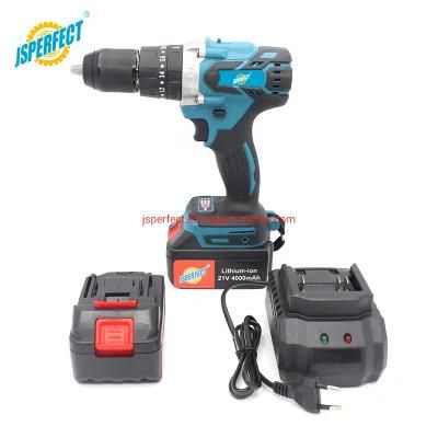 Jsperfect Rechargeable Lithium Battery Electric Cordless Impact Drill with Hammer Function