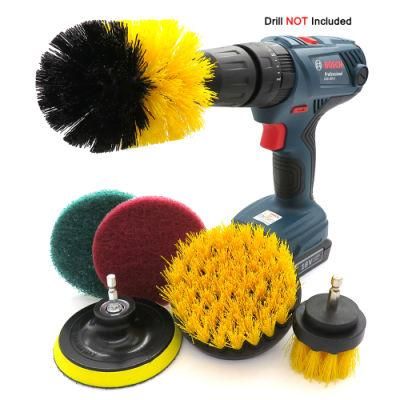 Electric Drill Brush 6-Piece Set Electric Nylon Electric Drill Cleaning Yellow Brush Head