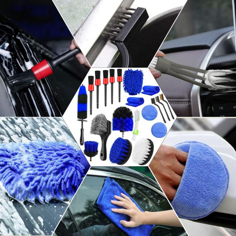 Cross-Border Supply Car Beauty Cleaning Tool 20 Sets of Car Interior Cleaning Detail Brush PP Electric Drill Brush Head