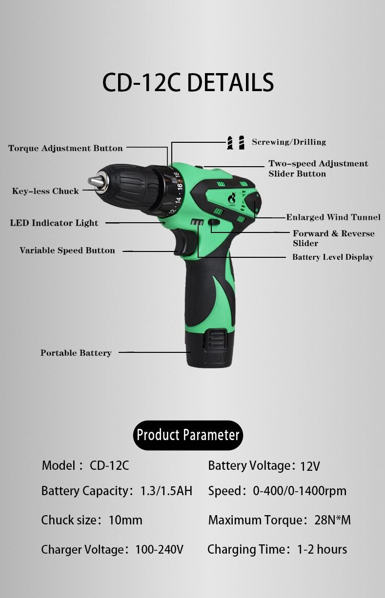 Nextop 20V Cordless Lithium Battery Impact Drill