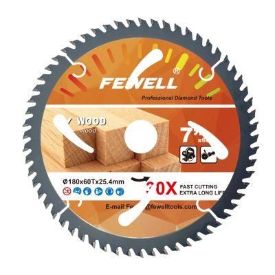 7inch 180*60t*25.4mm Tct Circular Saw Blade for Cutting Wood
