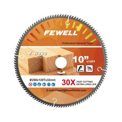 10in 250*120t*32mm Woodworking Tungsten Carbide Tct Circular Saw Blade for Wood Cutting