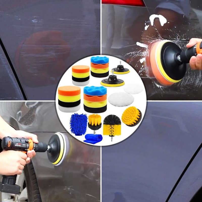 Cross-Border Supply Car Beauty Cleaning Tool 27 Sets of Polished Waxing Sponge PP Wire Drill Brush Head Spot