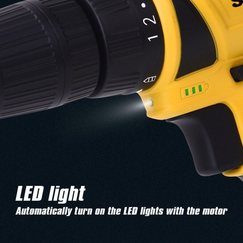 Professional Electric Power Tool 2X2000mAh Li-ion Battery Impact Drill Cordless Power Tools