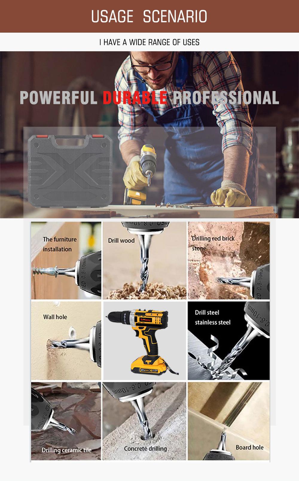 Behappy 21V Yellow Power Tool Cordless Hand Drill for Drilling Metal and Wood