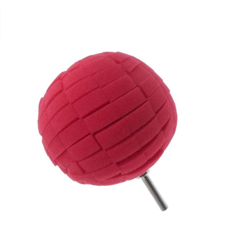Cross-Border Supply 80mm Red Car Wheel Brush Sponge Ball Car Waxing Sponge Wheel Steel Ring Car Wash Sponge