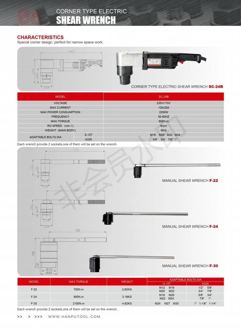 Hanpu Manufacturer Manual Shear Wrench F-22