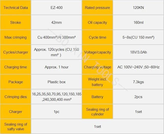 Powered Electric Wire Cable Continuous Crimping Hydraulic Battery Crimping Tool