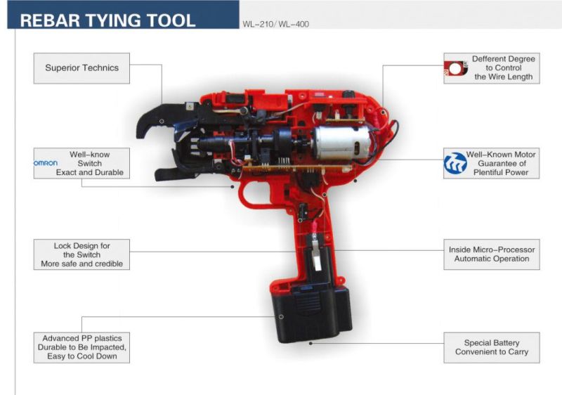 Wl-210 Construction Equipment Automatic Electric Rebar Steel Bar Tier Tool