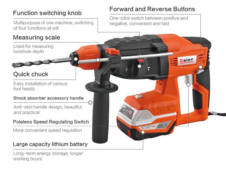 China Power Tools Factory 18V Brushless Motor Lion Cordless Drill with Hammer Function