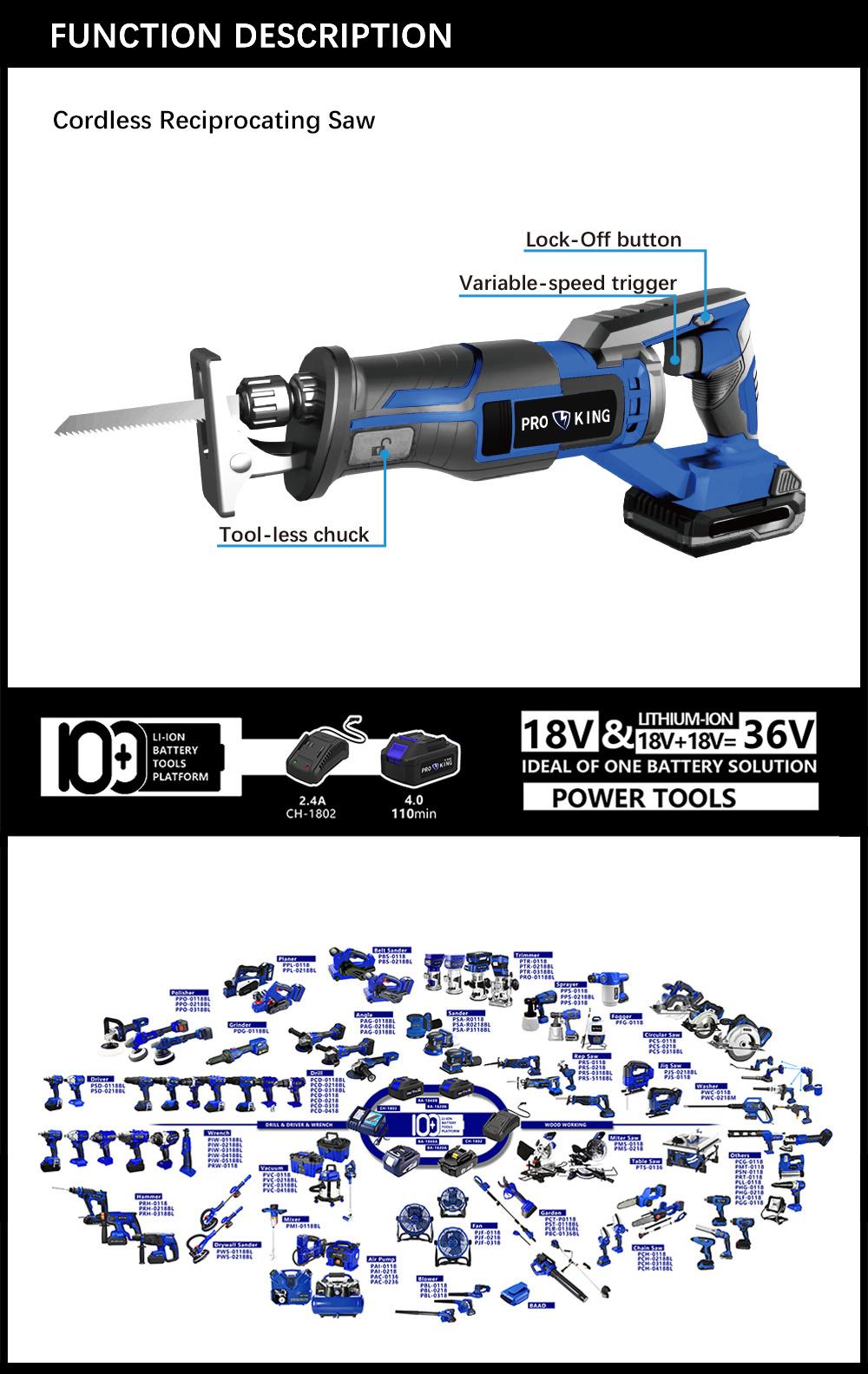 Cordless Reciprocating Saw Brushed Motor