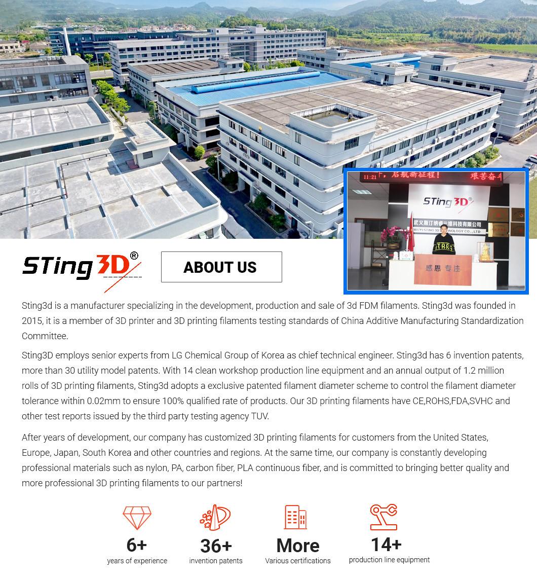 OEM Sting3d Wholesale 3D Printer Filament 1.75mm Nylon Carbon Fiber