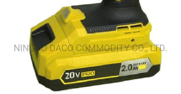 High-Quality 20V 2000mAh Lithium Battery Cordless Impact Drill Electric Tool Power Tool