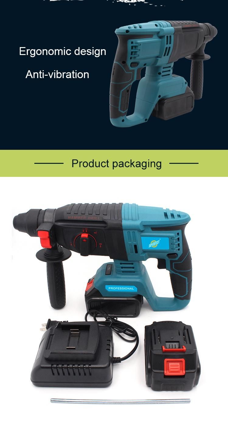 3 Function Brushless Cordless Rotary Hammer Drill Rechargeable Electric Hammer 26mm Impact Drill