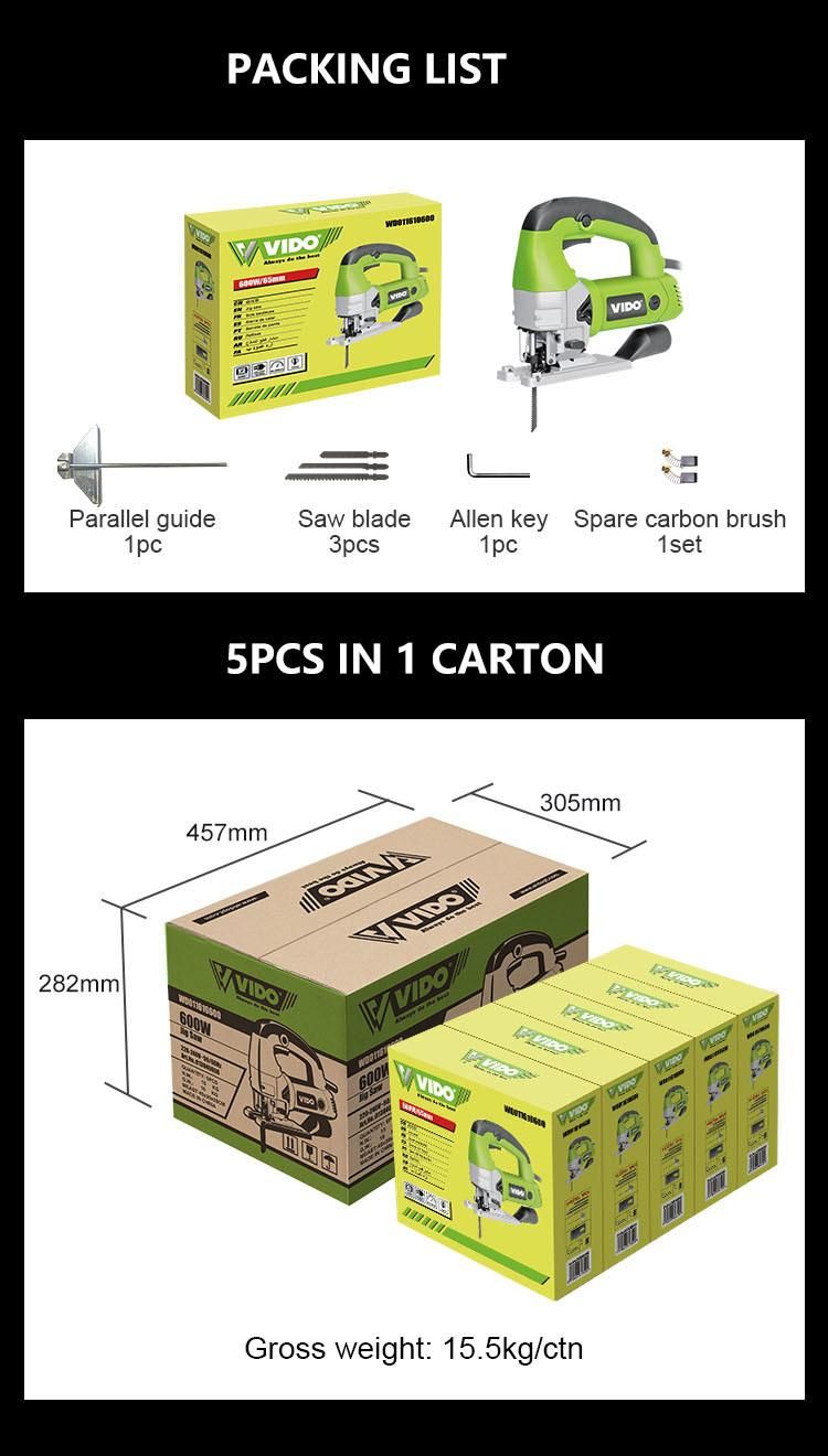 Vido Power Tools 650W Wood Cutting Electeic Jig Saw