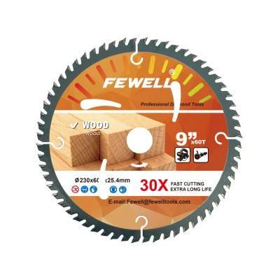 High Quality 9inch 230*60t*25.4mm Exporting Tct Saw Blade for Wood Cutting