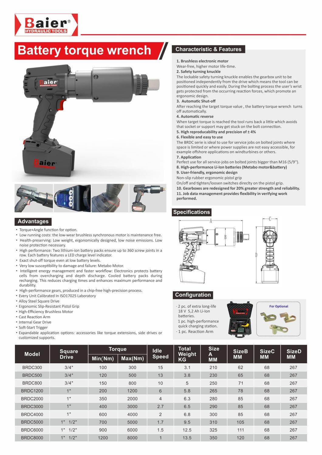 Brushless Wrench Battery Torque Wrench Battery Nut Runners Torque Wrench-Brdc