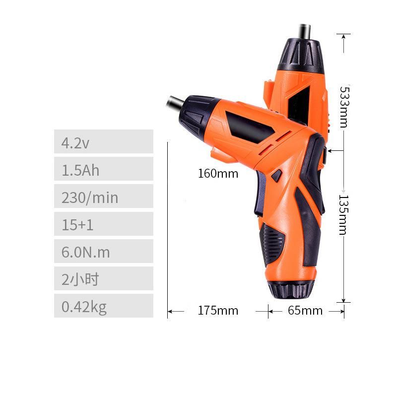 Rechargeable 4.8V Cordless Electric Screwdriver Set with Adjustable Handle and Front LED