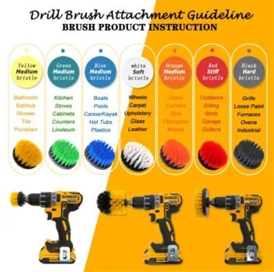 Electric Drill Brush 3-Piece Set 2/ 3.5 / 4 Inches Yellow Cleaning Car Beauty Brush dB0730