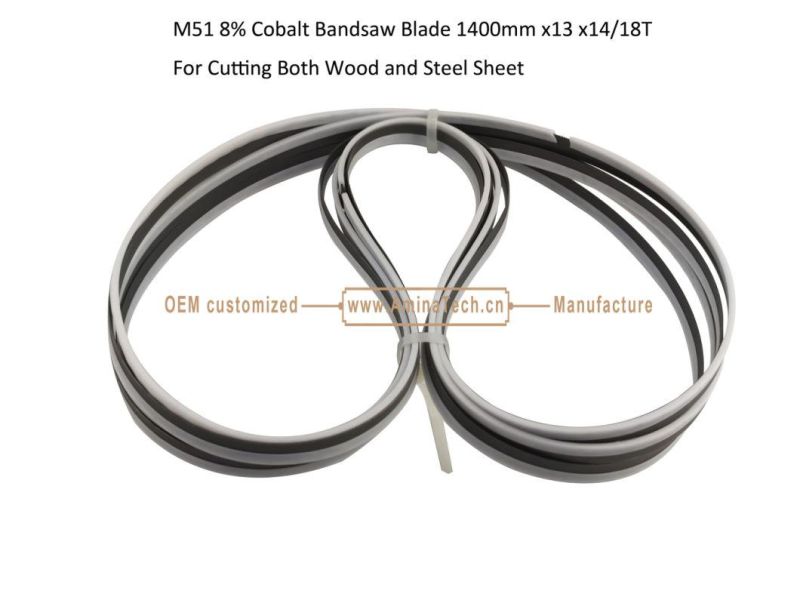 M51 8% Cobalt Band Saw Blade 1400mm x13 x14/18T For Cutting Both Wood and Steel Sheet