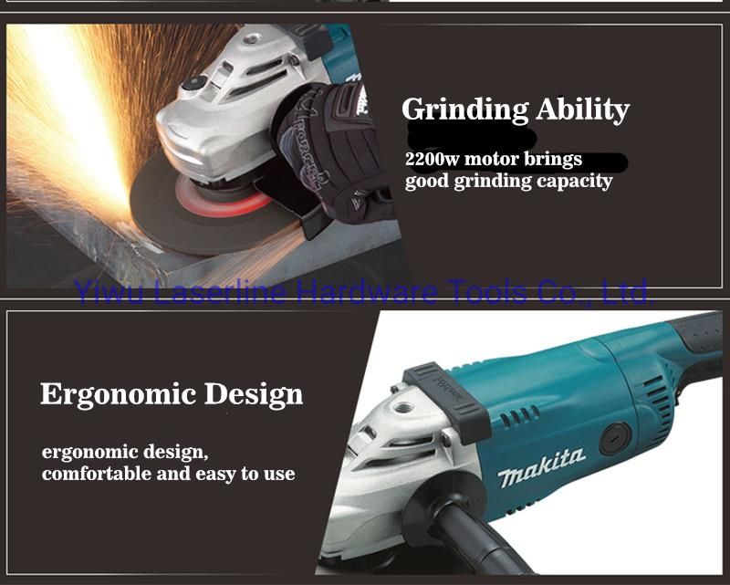 Original Makita 2200W Heavy Duty 230mm 9 Inch Electric Angle Grinder with Wear Resistant Grear Large-Capacity Durable Switch