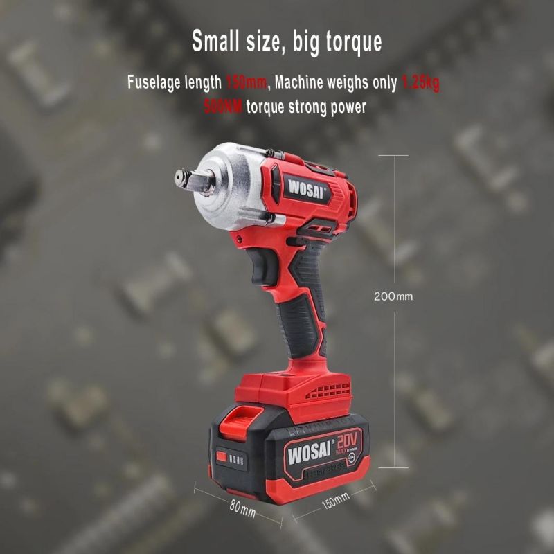 Brushless Wosai Impact Wrench 20V Battery Power Tools 1/2" High Torque Adjustable Impact Wrench
