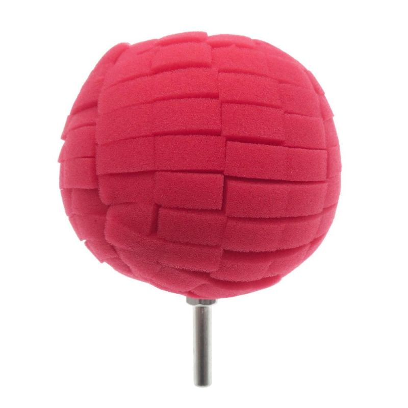 Cross-Border Supply 80mm Red Car Wheel Brush Sponge Ball Car Waxing Sponge Wheel Steel Ring Car Wash Sponge