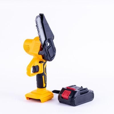 21V 4 Inch Portable Mini Cordless Electric Chainsaw with Rechargeable Lithium Battery and Tool Case