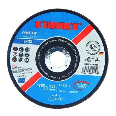 Aluminum Customized Cumet 105X1.0X16 Abrasive Cut off Disc Hot
