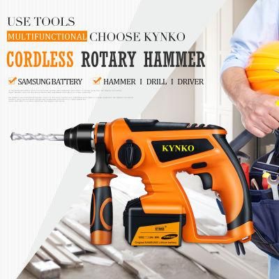 Kynko Factory 12V 3.0ah 10mm 0-850rpm 2-Function SDS-Plus Li-ion Battery Cordless Rotary Hammer (KD65)