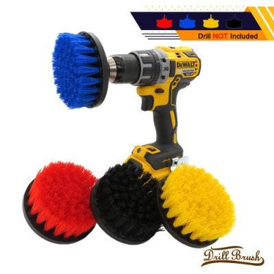Electric Cleaning Brush Blue 4-Piece Set 4 Inch Electric Drill Brush Head Car Cleaning Beauty