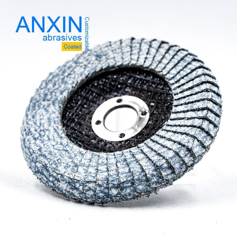 White Coated Aluminum Polishing Curved Edge Flap Disc 115X22mm